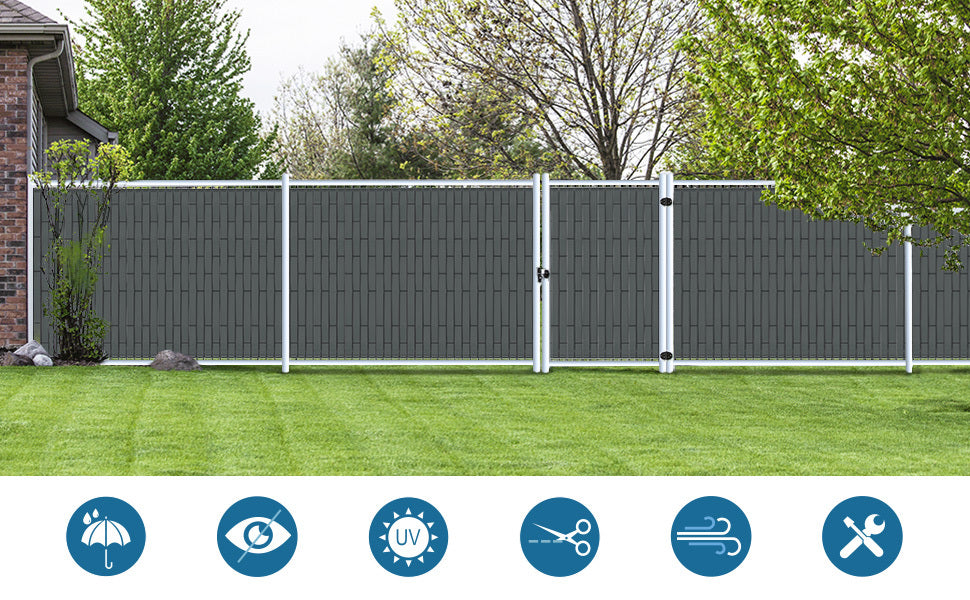 VOUNOT Kit Lamelles Occultantes PVC Brise Vue 300m x 4.7cm avec 600 Clips Clôture Rigide Protection Intimité