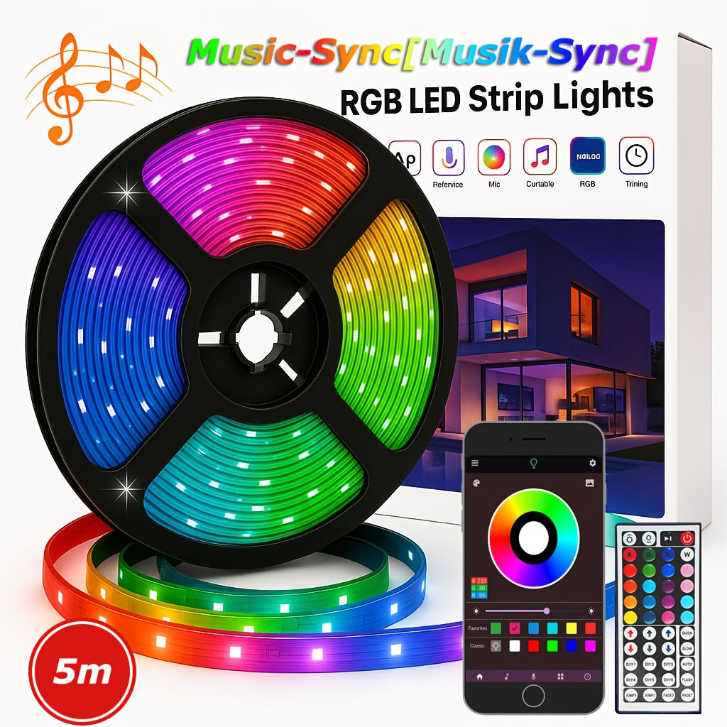 Bandeaux lumineux LED intelligents pour chambre, lumières LED RVB avec application et télécommande, lumières changeantes de couleur pour décoration intérieure, fête, bande lumineuse de décoration de fêtes, cadeaux de Thanksgiving, décoration de Noël
