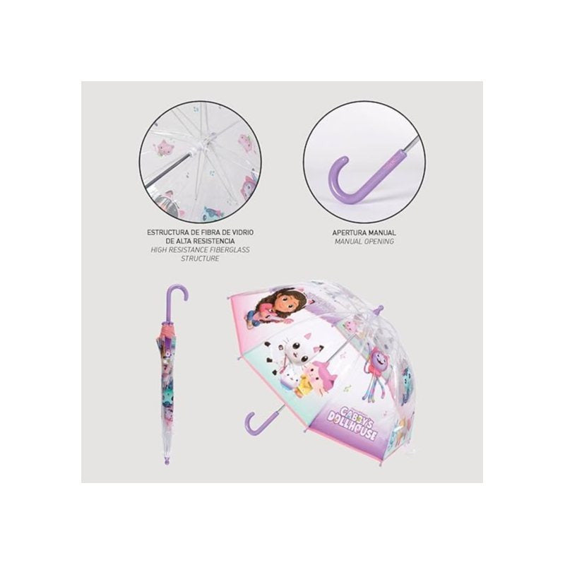 Parapluie Transparent et Multicolore à Clochettes Unisexe pour Enfants GABBY