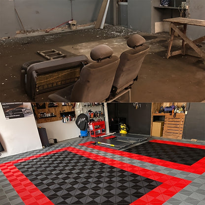 25 dalles de sol pour garage 40x40x1,8 cm, design emboîtable, couvrant 4 m², en polypropylène haute résistance, anti-UV et résistant au vieillissement, pour intérieur et extérieur