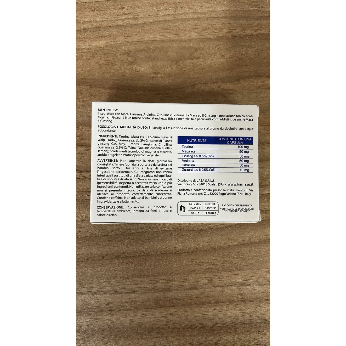 Complément Alimentaire pour Hommes avec Taurine, Maca Péruvienne, L-Arginine, L-Citrulline, Ginseng et Guarana - Livraison Rapide depuis un Entrepôt Local