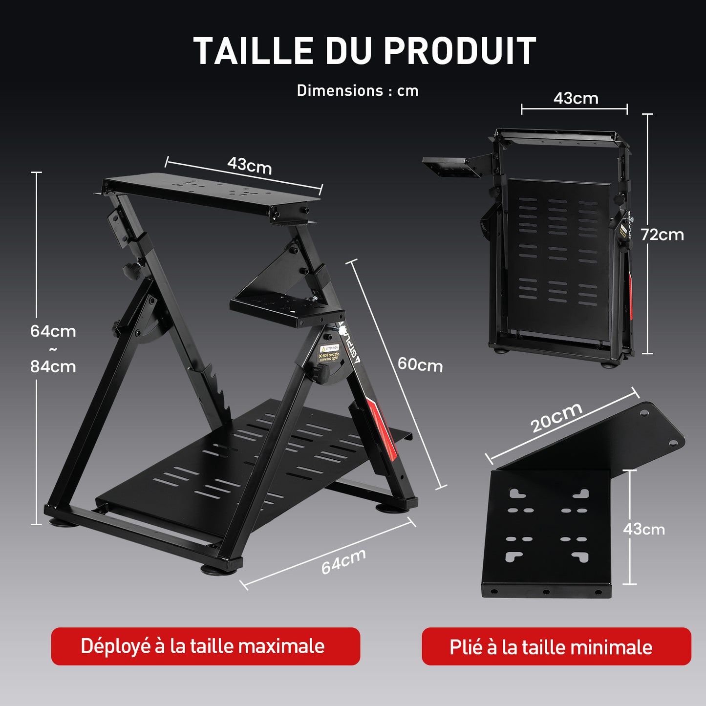 Support Volant pour Volant Gaming Retour de Force & TH8A Levier de Vitesse V1 - Clubsport PS4 - Inclinable avec support de gobelet