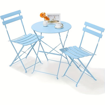 Ensemble Bistro 3 pièces, comprenant une table pliante et deux chaises de jardin, idéal pour les balcons compacts, ensemble de mobilier d'extérieur, sièges portables pour jardins et balcons