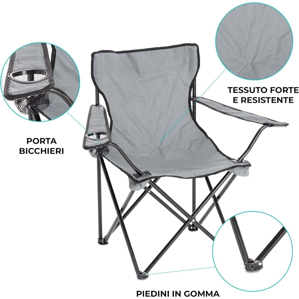 Chaise de camping pliable Baroni Home pour jardin d'extérieur, chaise de camping pliable portable, chaise de camping et de pêche avec porte-gobelet, 20X20X31 pouces (50X50X80 cm)