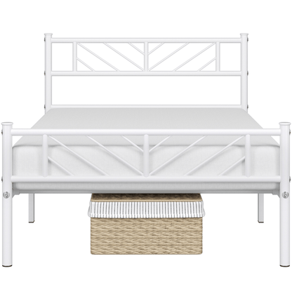Costoffs Cadre de lit en metal simple Lit en Métal pour Adultes Grande Espace en Lattes Moderne