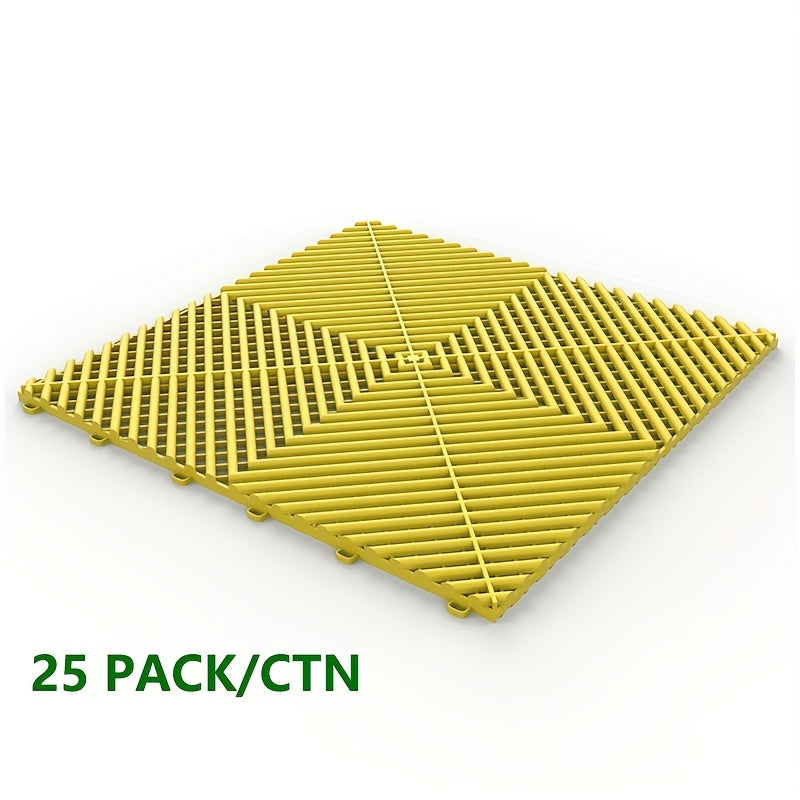 25 dalles de sol pour garage 40x40x1,8 cm, design emboîtable, couvrant 4 m², en polypropylène haute résistance, anti-UV et résistant au vieillissement, pour intérieur et extérieur
