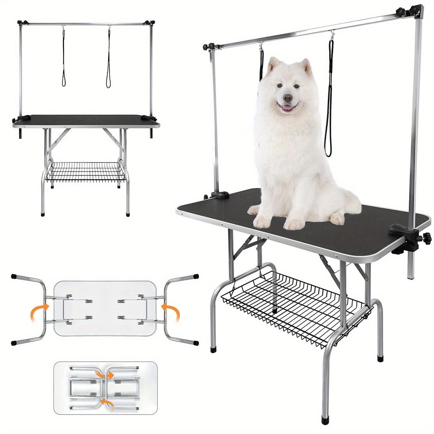 Table de toilettage réglable en hauteur pour chiens et chats, avec boucle et conception pliable