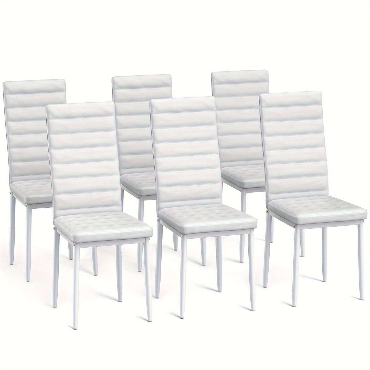 Ensemble de 6 chaises de salle à manger pour cuisine et salle à manger, fausse cuir, dossier haut, moderne
