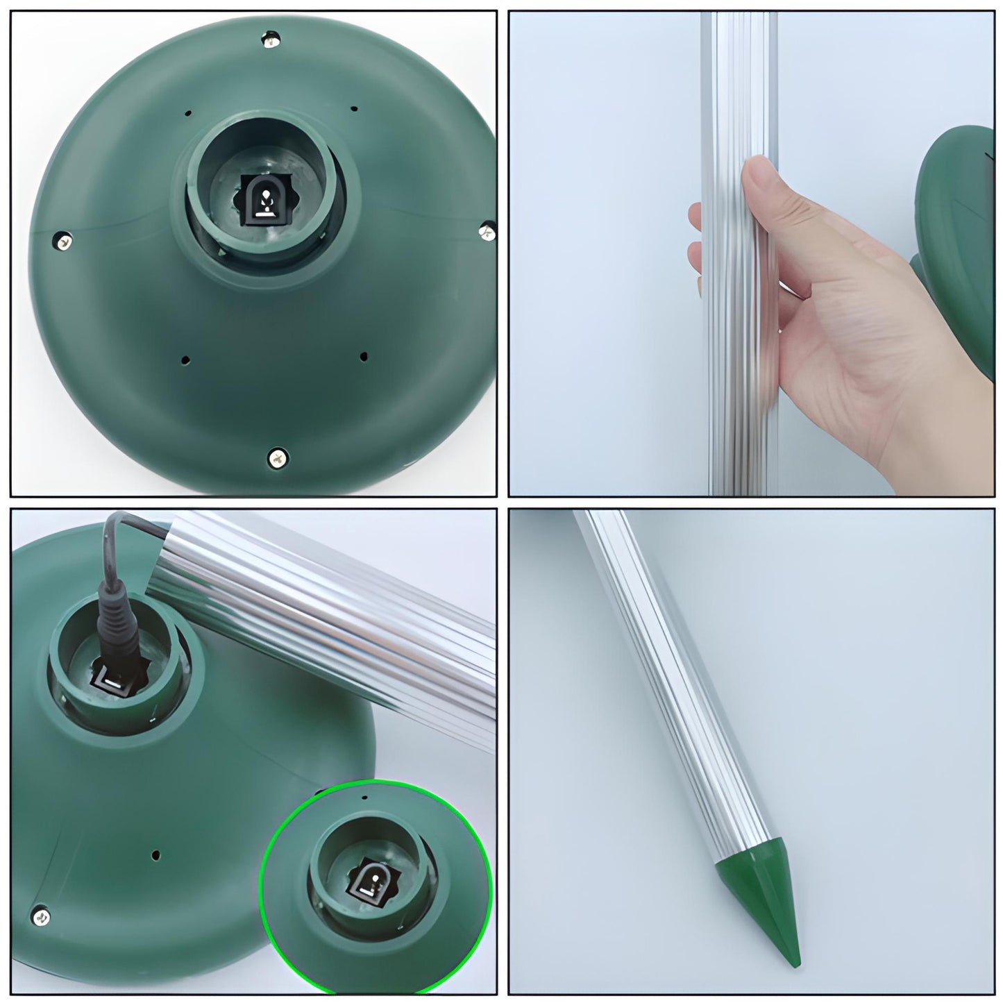 Lot de 2 Répulsifs Solaires Puissants pour Taupes, Campagnols et Rongeurs, Dissuasif Fort pour Petits Mammifères avec Émission de Son et de Vibrations, Fonctionnement Cyclique toutes les 40 Secondes, Portée jusqu'à 30 Mètres, Signal Acoustique Variable, F