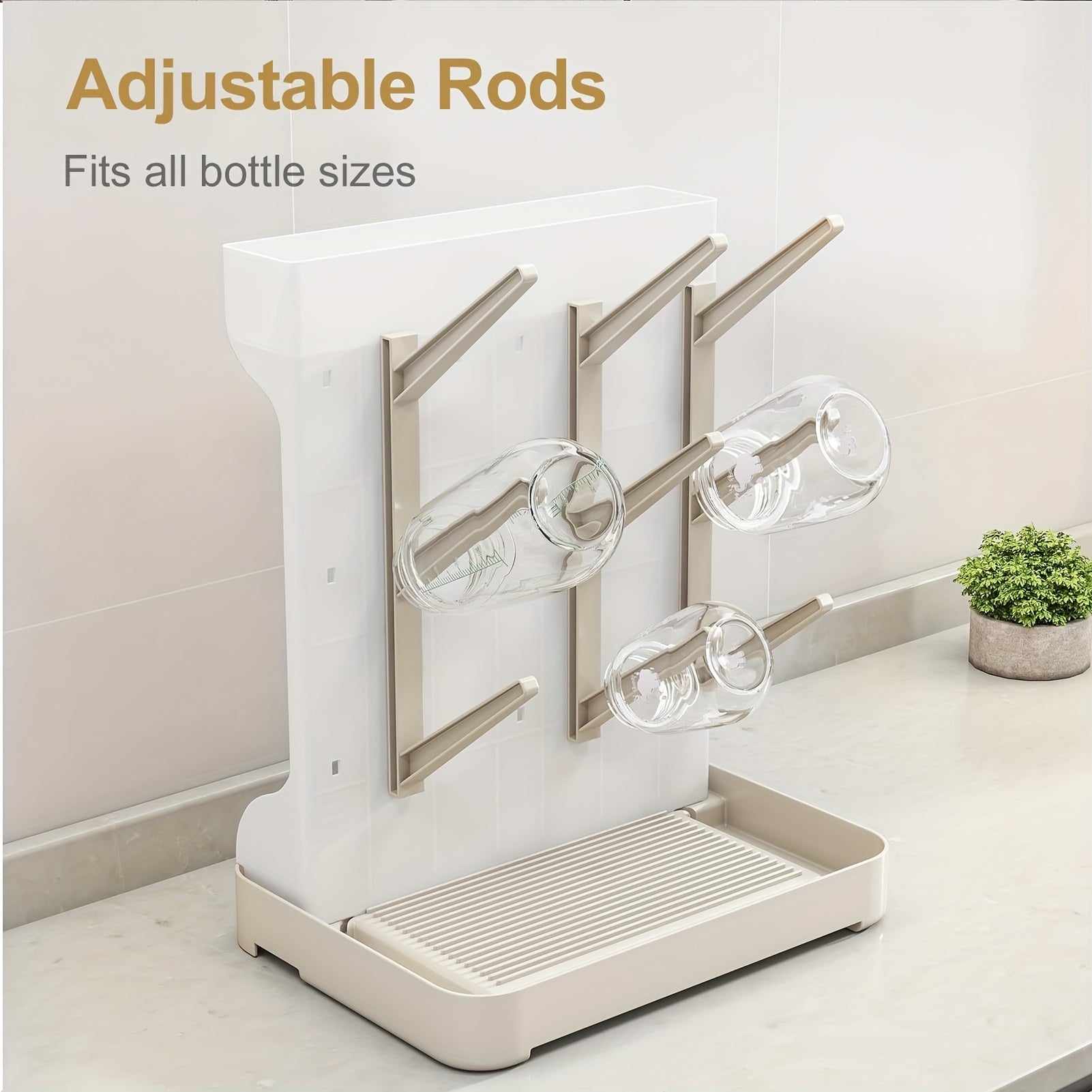 Égouttoir à bouteilles vertical - Gain de place, convient pour bouteilles et porte-pièces, égouttoir compact pour tire-lait, porte-accessoires compatible Brezza, pour station de séchage d'établi