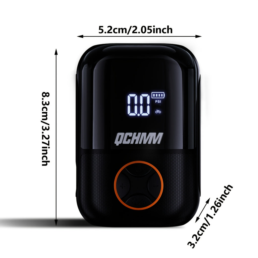 Pompe à air électrique ultra-compacte avec manomètre numérique LCD et batterie rechargeable USB-C pour vélos, motos, ballons et pneus - gonfleur portable pour équipements et urgences