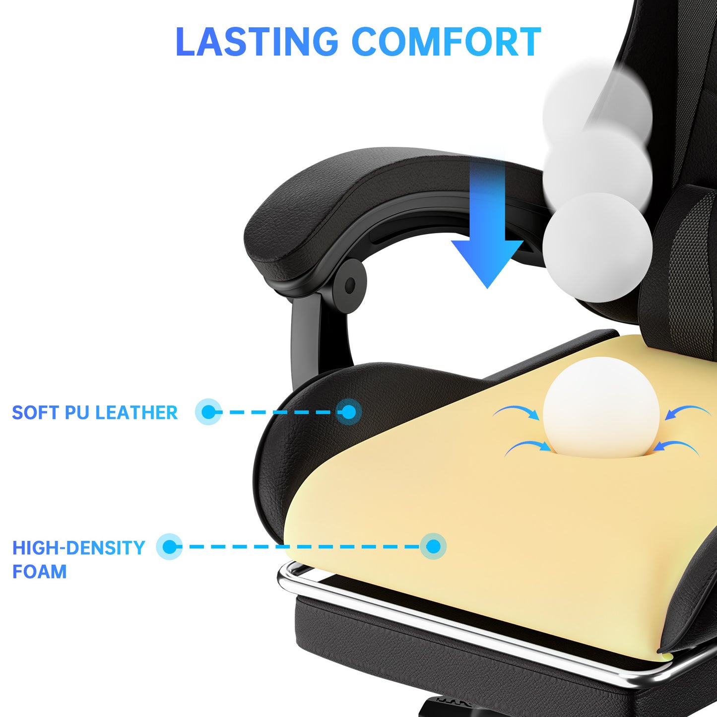 Gartistgo Chaise Gaming Ergonomique - Chaises Gaming avec Coussin Lombaire + Appui-Tête, Chaise de Bureau & Ordinateur Rehausseable pour Adultes, Filles, Garçons (Avec Repose-Pieds)