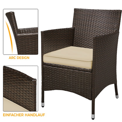 Costoffs Ensemble de mobilier de jardin et de balcon 3 pièces, Groupe de sièges de jardin, Ensemble de mobilier de patio comprenant 2 chaises avec table et coussins d'assise pour balcon, terrasse, jardin