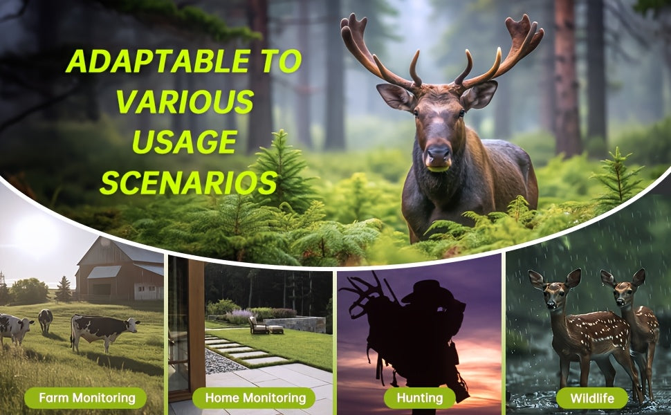 Caméra de Trail WiFi Solaire - Caméra de Chasse Rechargeable avec Batterie Intégrée 5000mAh - Vision Nocturne 4K 64MP pour Surveillance Faune, Inclut Carte Mémoire 64GB