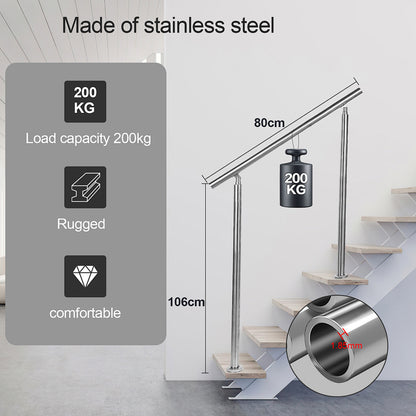 Balustrades en acier inoxydable pour escaliers, balcon, terrasse, jardin, balustrade, balustres horizontaux, rampe d'escalier, support de rampe avec 0-5 barres transver, fixation murale, rampe d'escalier avec 2 poteaux, kit de construction universel de ra