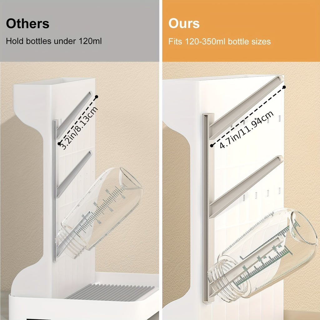 Égouttoir à bouteilles vertical - Gain de place, convient pour bouteilles et porte-pièces, égouttoir compact pour tire-lait, porte-accessoires compatible Brezza, pour station de séchage d'établi