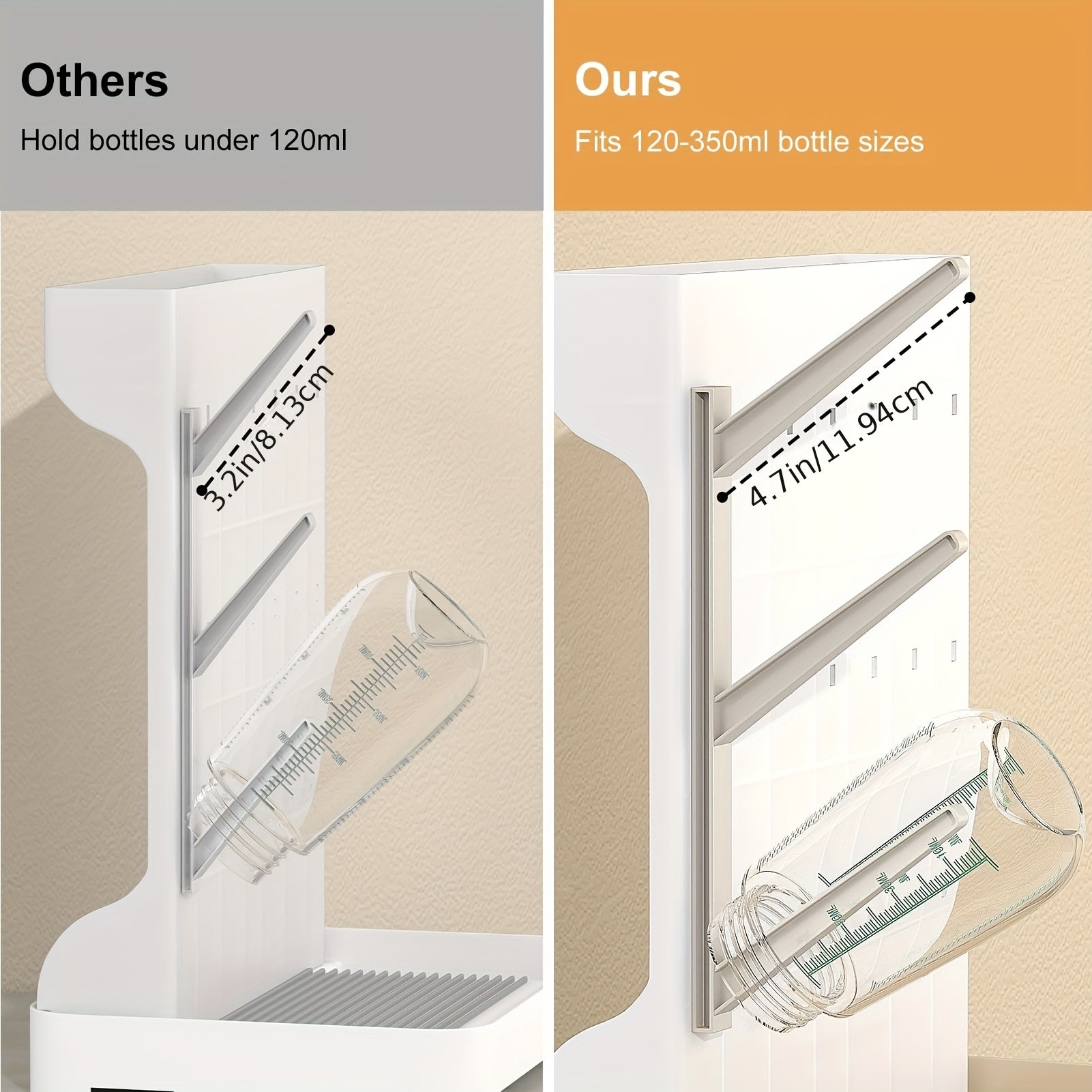 Égouttoir à bouteilles vertical - Gain de place, convient pour bouteilles et porte-pièces, égouttoir compact pour tire-lait, porte-accessoires compatible Brezza, pour station de séchage d'établi
