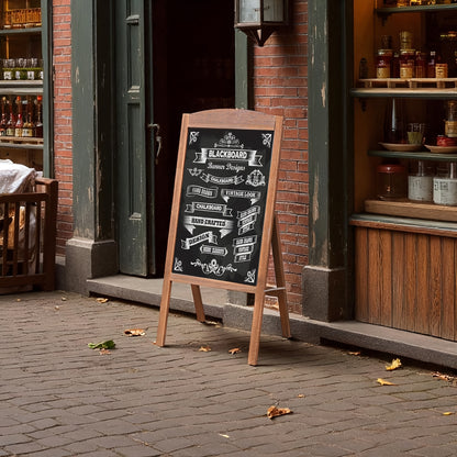 Panneau en Bois pour Sandwichs - Enseigne Extérieure en Cadre A - Tableau à Crayon Magnétique - 42,5 cm x 90 cm - Chevalet pour Restaurant, Bar, Commerce ou Mariage