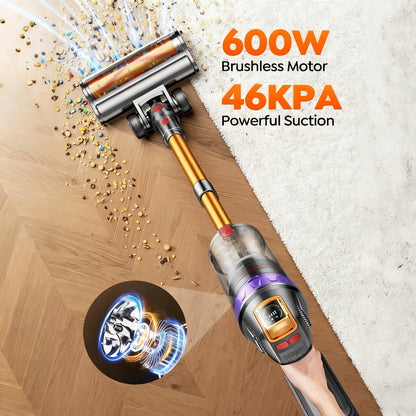Aspirateur sans fil BUTURE VC90 Puissant 46KPA Aspirateur vertical sans balais Autonomie de 60 minutes, Capacité de 1,5L Affichage LED Brosse -nœuds, Aspirateur sans fil, Aspirateur sans fil à haute aspiration, Aspirateur pour usage domestique intensif