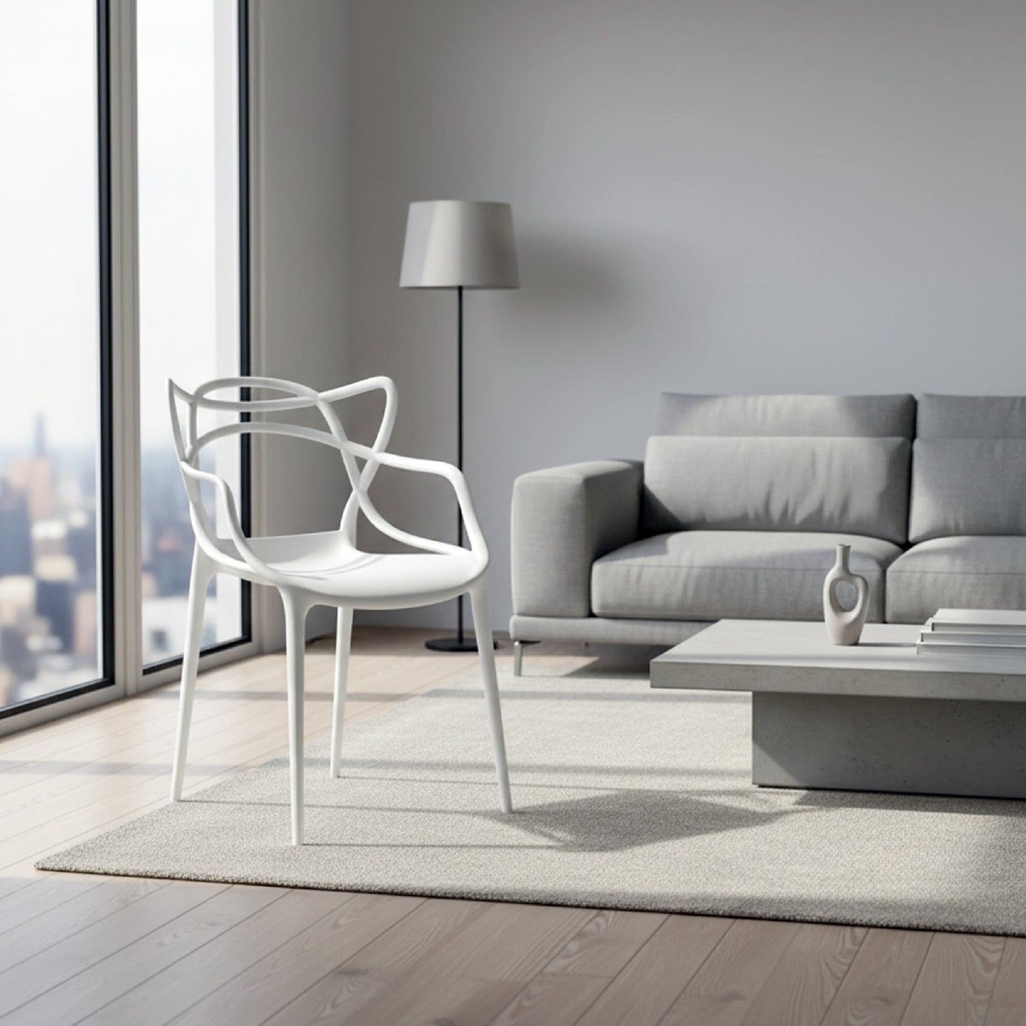Baroni Home Lot de 4 chaises en plastique blanc – Empilables, prêtes à l'emploi sans assemblage requis, faciles à nettoyer, avec pieds antidérapants pour une stabilité accrue – Idéales pour cuisine, salon, salle à manger, jardin, terrasse ou balcon – Assi