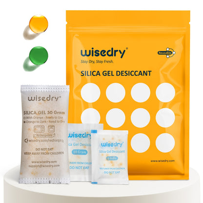 Lot de sachets déshydratants réutilisables Wisedry 5g 10g 50g, emballés individuellement, double couche scellée