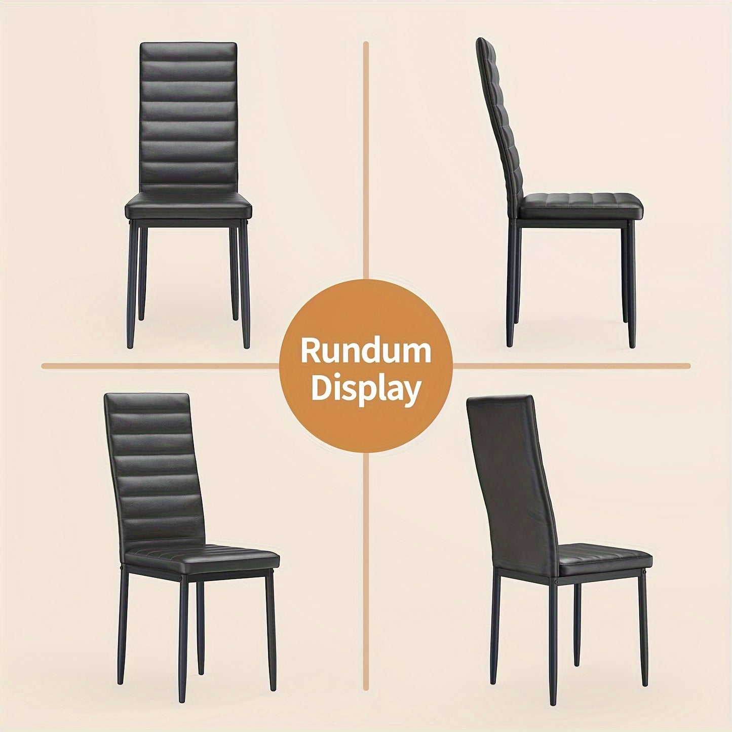 Ensemble de 4 chaises de salle à manger pour cuisine et salle à manger, fausse cuir, dossier haut, moderne