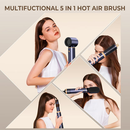 Kit Bigoudi à Air Chaud 5 en 1, 1000w, avec Diffuseur, Baguette à Boucler Automatique, Lissage et Coiffage, Sèche-Cheveux pour Salle de Bain, Brosse Chaude à Cheveux Détachable, Fer à Cheveux, Fer à Boucler à Air, Fer à Cheveux, Outil de Lissage, Cadeau S