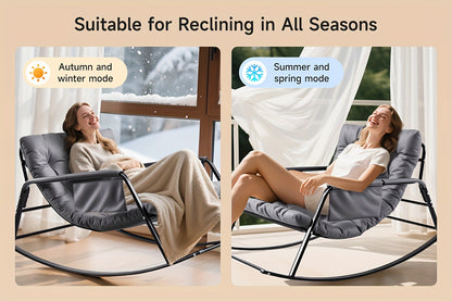 Chaise à Bascule Extérieure avec Cadre en Acier Renforcé de 158.76KG & Coussin Confort Nuageux 9.91cm, Montage Facile sans Outil 20 Minutes – Chaises Balançoires Idéales pour Jardin, Terrasse, Camping ou Alternative Douillette au Canapé