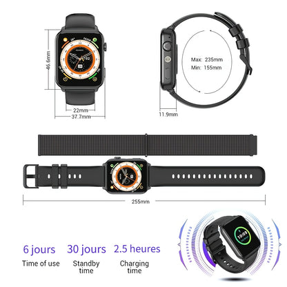 Montres de mode intelligentes pour hommes et femmes, montres de fitness de 4,85 cm pour femmes, appel sans fil, montre de suivi de la condition physique avec compteur d'activité/moniteur de sommeil/ modes sportifs, assistant vocal IA, rappels intelligents