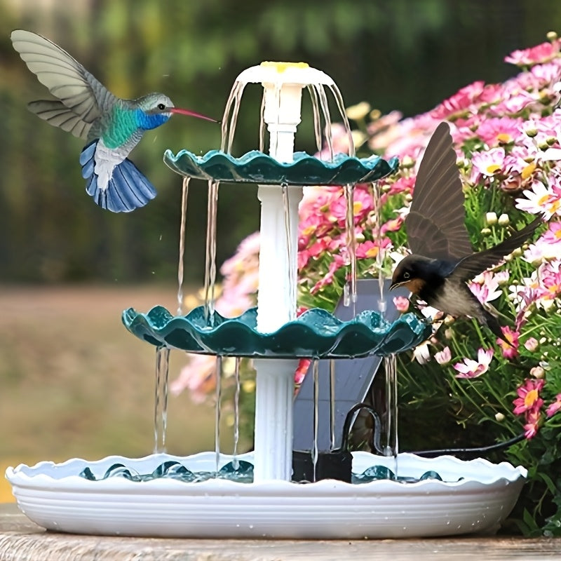 Fontaine Solaire 3.5W - Auto-circulation, Vert Foncé - Fontaine à Pompe Solaire Fraîche et Belle, Caractéristique d'Eau Extérieure Facile à Assembler & Mangeoire à Oiseaux, Styles pour Bassin de Jardin, Bain d'Oiseaux, Fontaine, Aquarium