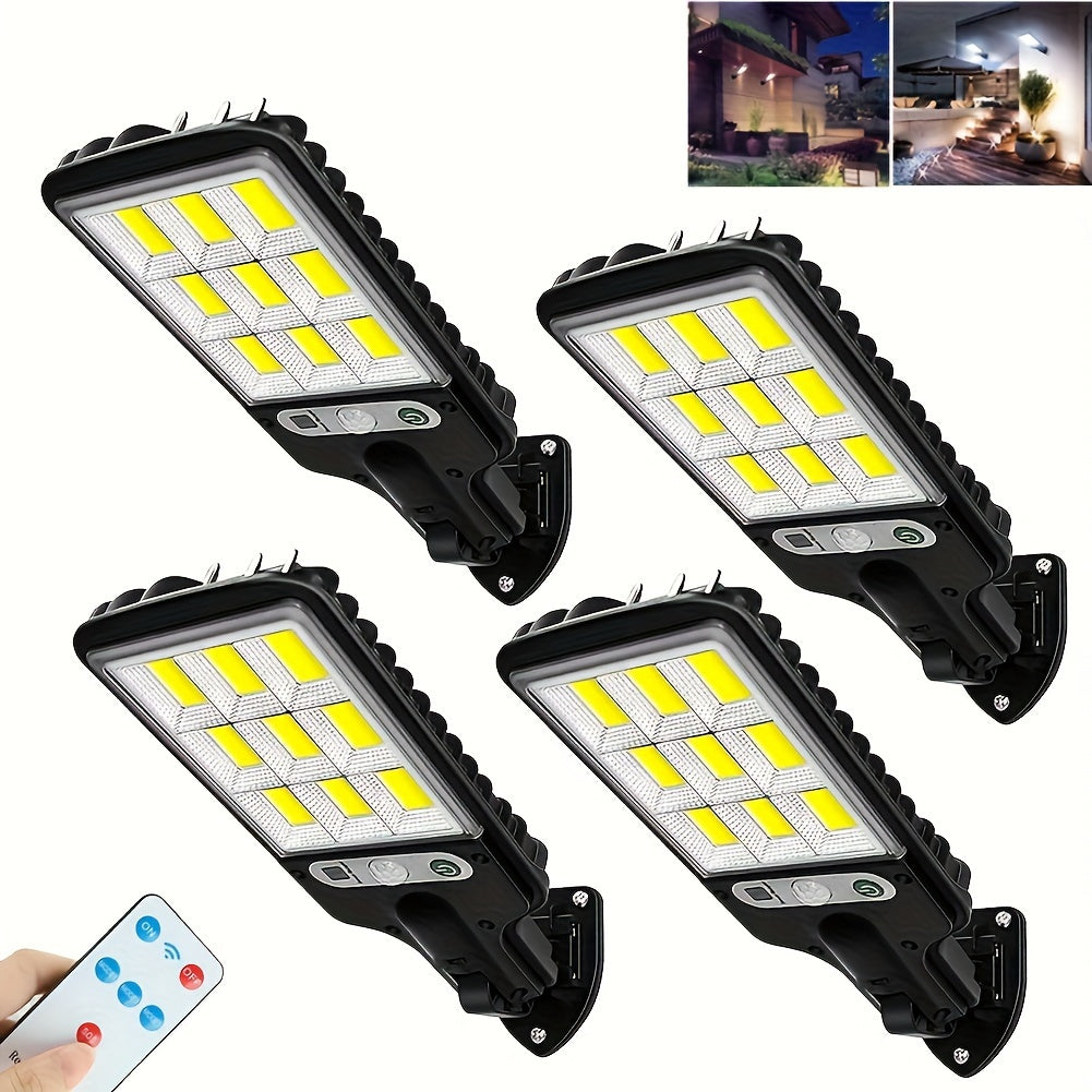 Lampadaires solaires 8/4/2 pièces, lumière solaire d'extérieur avec télécommande, 108 LED IP65, 3 modes d'éclairage, projecteur solaire à détecteur de mouvement PIR, applique de sécurité pour l'extérieur, cour, stade, aire de jeux, jardin, terrasse, décor