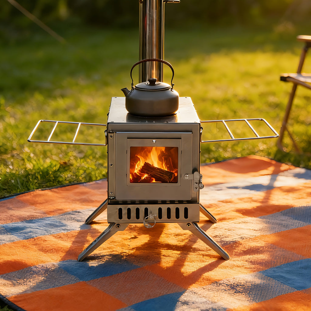 Poêle à bois pour tente, cheminée en acier inoxydable en 7 sections, poêle portable pour tente chauffante, camping, chasse, pêche sur glace