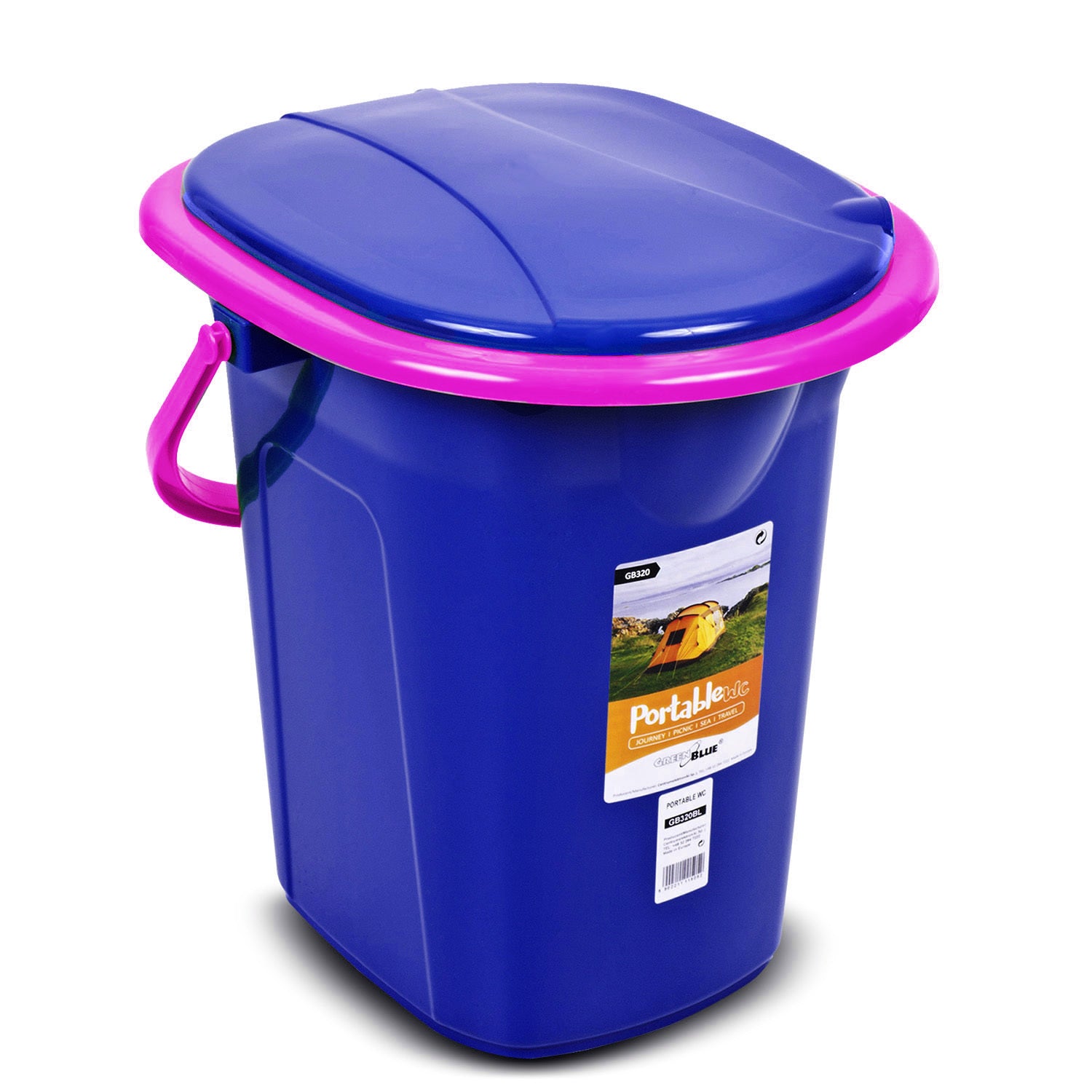 Seau de Toilette de Voyage Portable 19L VertBleu GB320 pour Jusqu'à 120 kg