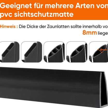Profil de couverture de clôture en PVC, 5 pièces X 1M, conçu comme un accessoire de protection pour les écrans d'intimité en PVC. Chaque profil mesure 1M de long, disponible en pack de 5. Durable, résistant aux intempéries et facile à installer, idéal pou