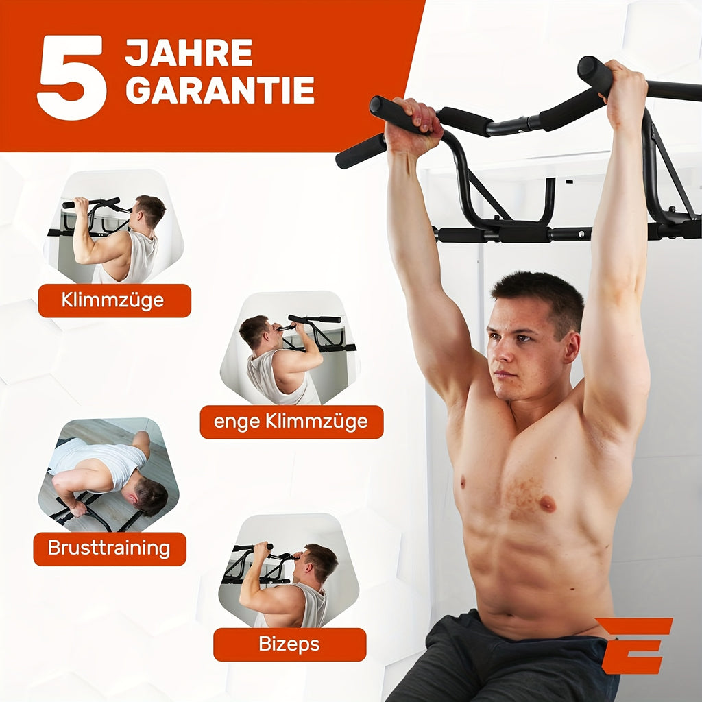 Barre de traction sans vis pour porte - Barre de gym robuste à suspendre au-dessus de la porte avec poignée antidérapante, installation facile (sans vis/perçage) - Convient aux cadres de porte de 7 à 19 cm - Équipement de gym à domicile pour tractions, po