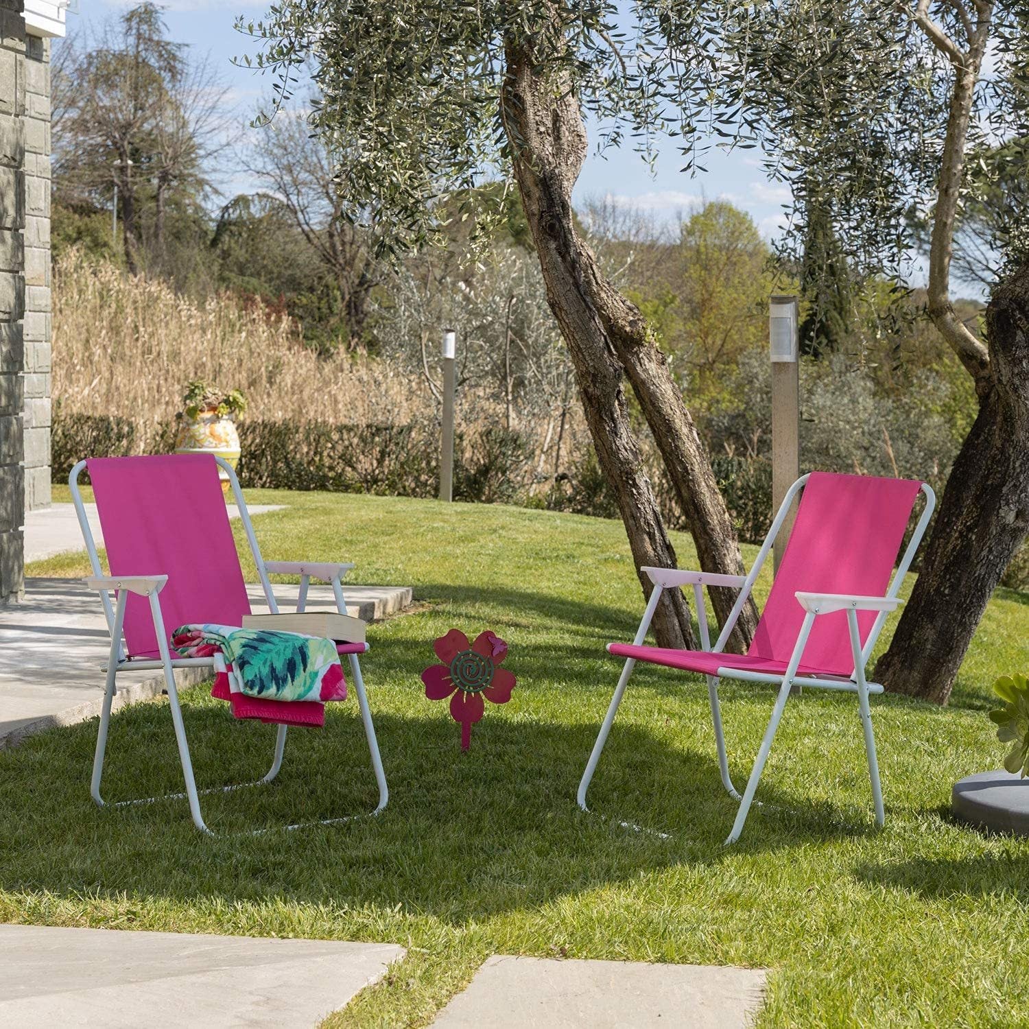 Chaise de plage pliable Baroni, chaise de plage ou de camping en tissu, chaise d'extérieur avec accoudoirs, 20,5 x 17,3 x 30 pouces (52 x 44 x 76 cm)