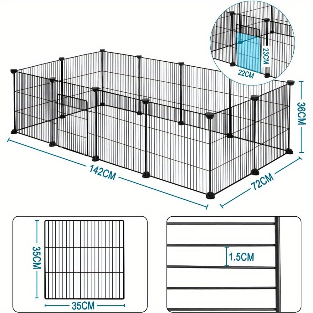 Barrière compacte pour petits animaux - Installation facile et facile à installer soi-même, enclos robuste et extensible avec entrée pour applications intérieures/extérieures - Idéal pour chiots, lapins, chatons et plus