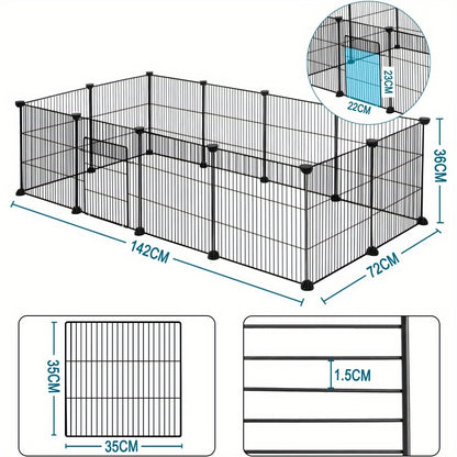 Barrière compacte pour petits animaux - Installation facile et facile à installer soi-même, enclos robuste et extensible avec entrée pour applications intérieures/extérieures - Idéal pour chiots, lapins, chatons et plus