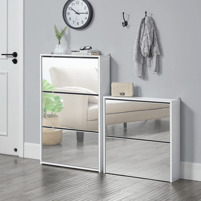 Armoire à chaussures Vogar avec portes miroir de différentes couleurs et tailles