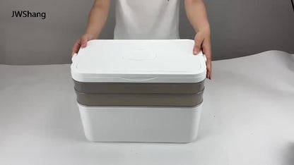 Boîte à médicaments familiale empilable à 3/4 niveaux - Grand organisateur de médicaments de haute qualité avec fenêtre observable, plastique épaissi, couvercle à rabat sécurisé pour la maison, le dortoir, le bureau et les voyages, boîte de rangement pour
