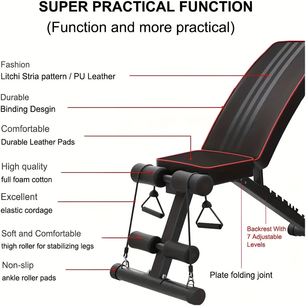 Banc de musculation pliable et réglable pour entraînement à domicile, idéal pour développé couché et soulevé de terre