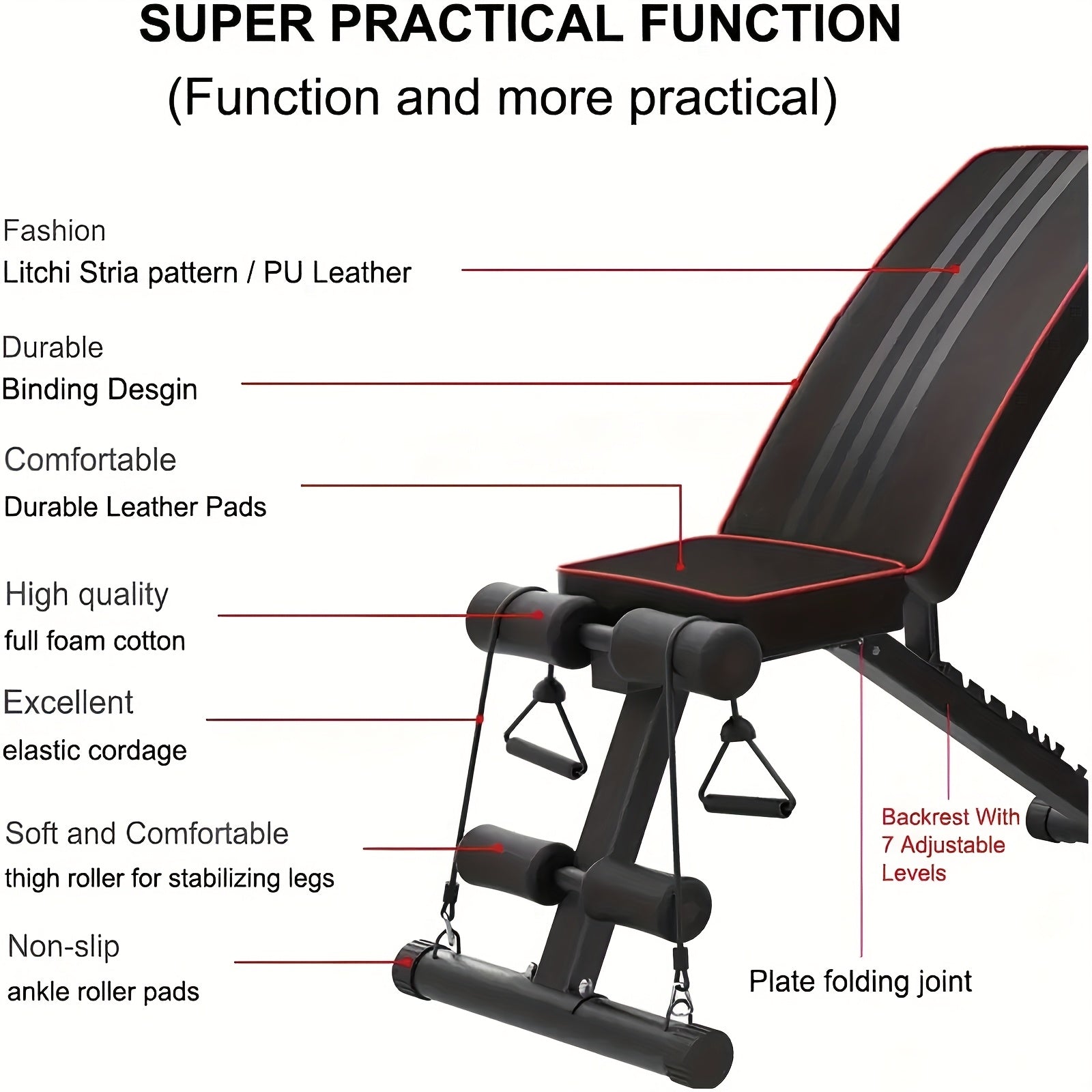 Banc de musculation pliable et réglable pour entraînement à domicile, idéal pour développé couché et soulevé de terre