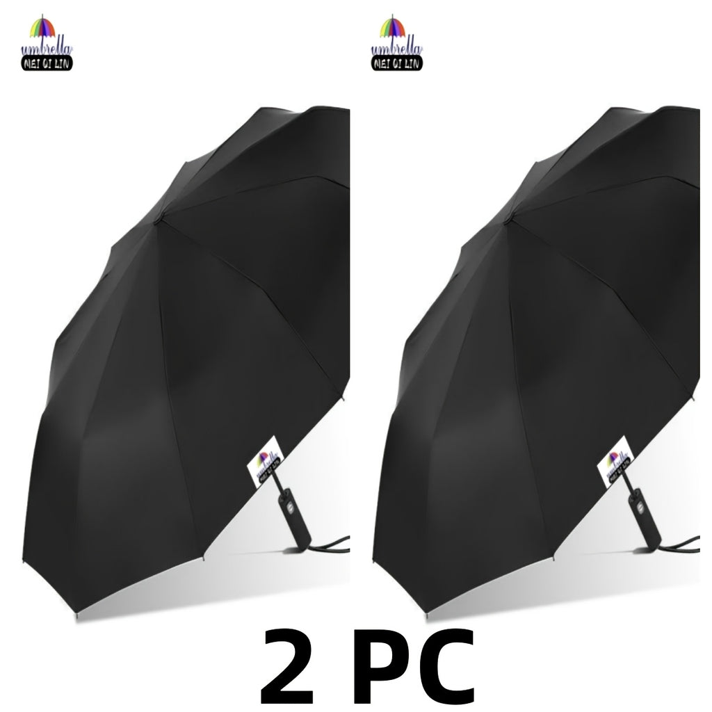 MEI QI LIN Parapluie de Golf Compact de Voyage avec 10 Baleines, Ouvre/Ferme Automatique, Léger et Portable pour Usage Extérieur, Auvent 10% Plus Grand, Cadre Durable, Idéal pour Hommes et Femmes, S'adapte à un Sac à Dos ou une Bourse