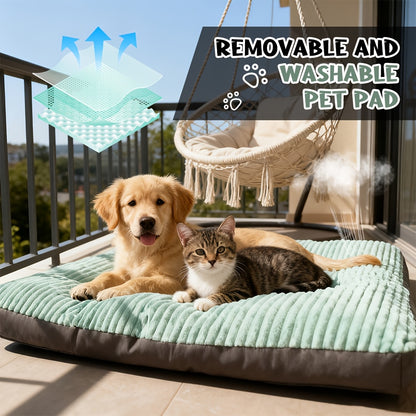 1 tapis rayé pour animaux de compagnie, un lit durable pour chien adapté à toutes les tailles avec une housse amovible et lavable, conception rectangulaire pour chiens moyens à grands, chiots et chats, meubles d'intérieur parfaits pour le salon, salon con