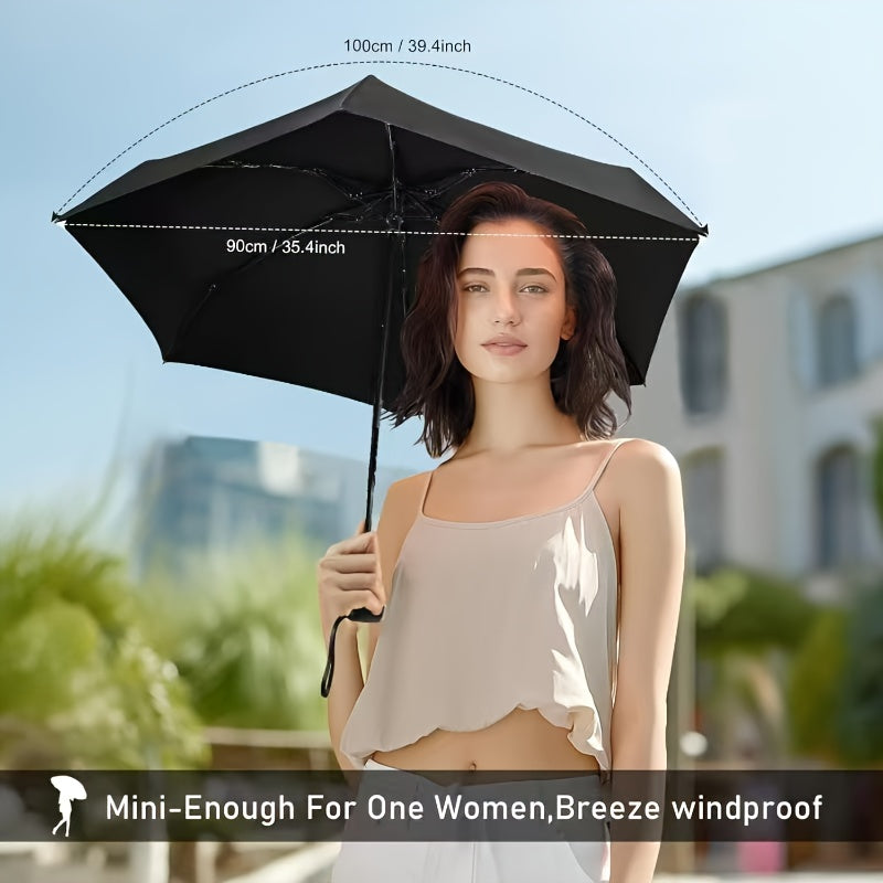 MEI QI LIN Petit Parapluie Mini avec Étui Design Léger et Compact Idéal pour Voyage Léger et Portable Parasol Extérieur Parapluie Solaire 86,36 cm, Exclusivement pour Femmes