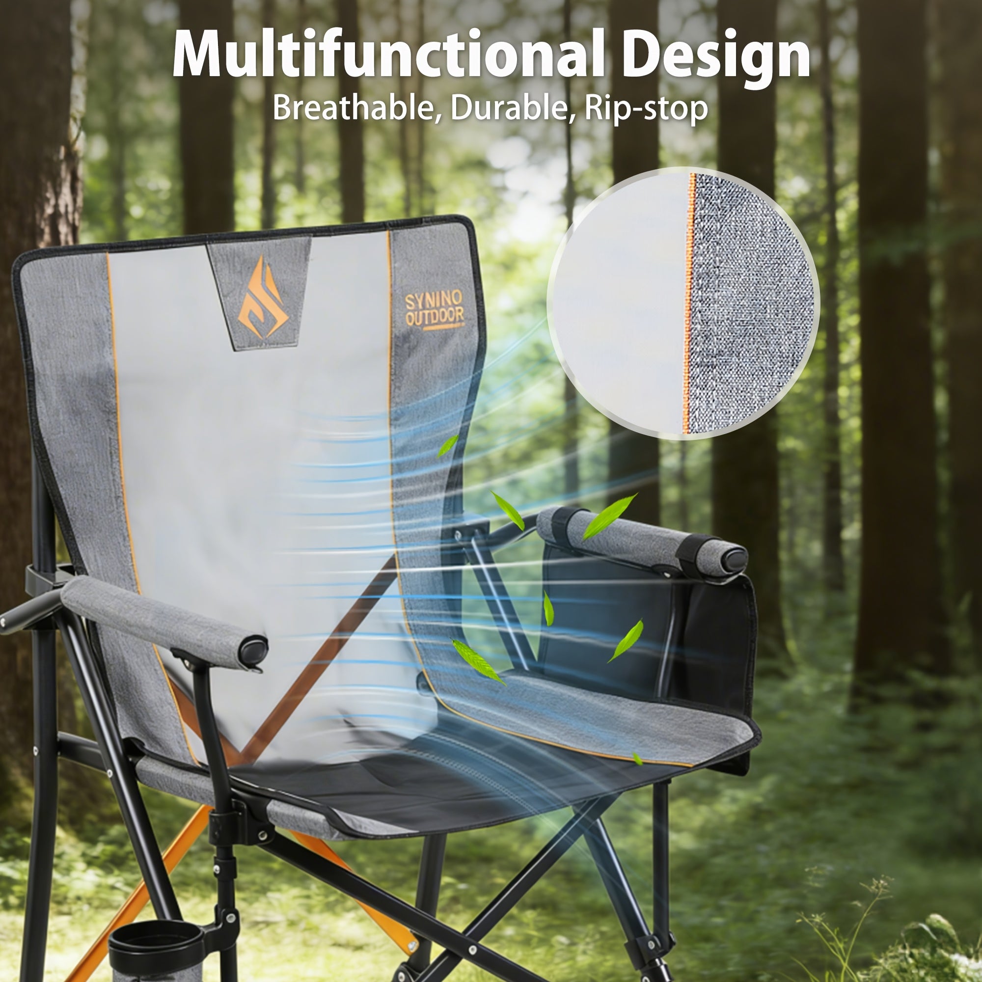 Chaise de camping pliante robuste Symino 150 kg, avec accoudoirs, ultralégère et portable, se plie instantanément, chaise d'extérieur pour la pêche et la plage