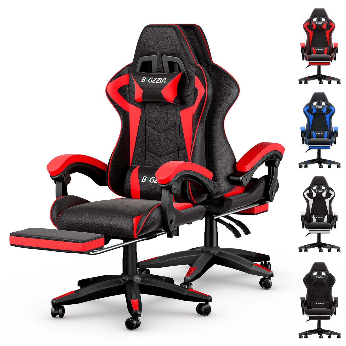 Gartistgo Chaise Gaming Ergonomique - Chaises Gaming avec Coussin Lombaire + Appui-Tête, Chaise de Bureau & Ordinateur Rehausseable pour Adultes, Filles, Garçons (Avec Repose-Pieds)