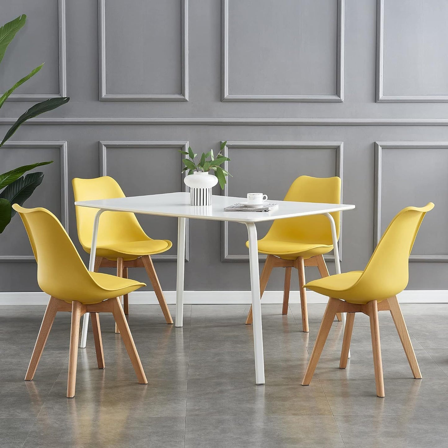 Ensemble de 4 chaises de salle à manger MCC Direct, chaises de cuisine, chaises de bureau, chaise coquille de designer, "Eva" disponible en 7 couleurs tendance