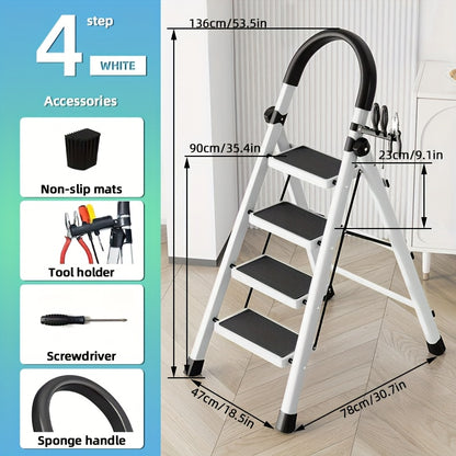 Repose-pieds portable réglable avec 3, 4 ou 5 marches - une échelle pliante télescopique qui est livrée avec une housse de protection et un tournevis, idéale pour les intérieurs de camping-cars, les cuisines et les zones élevées, échelle de cuisine | Outi