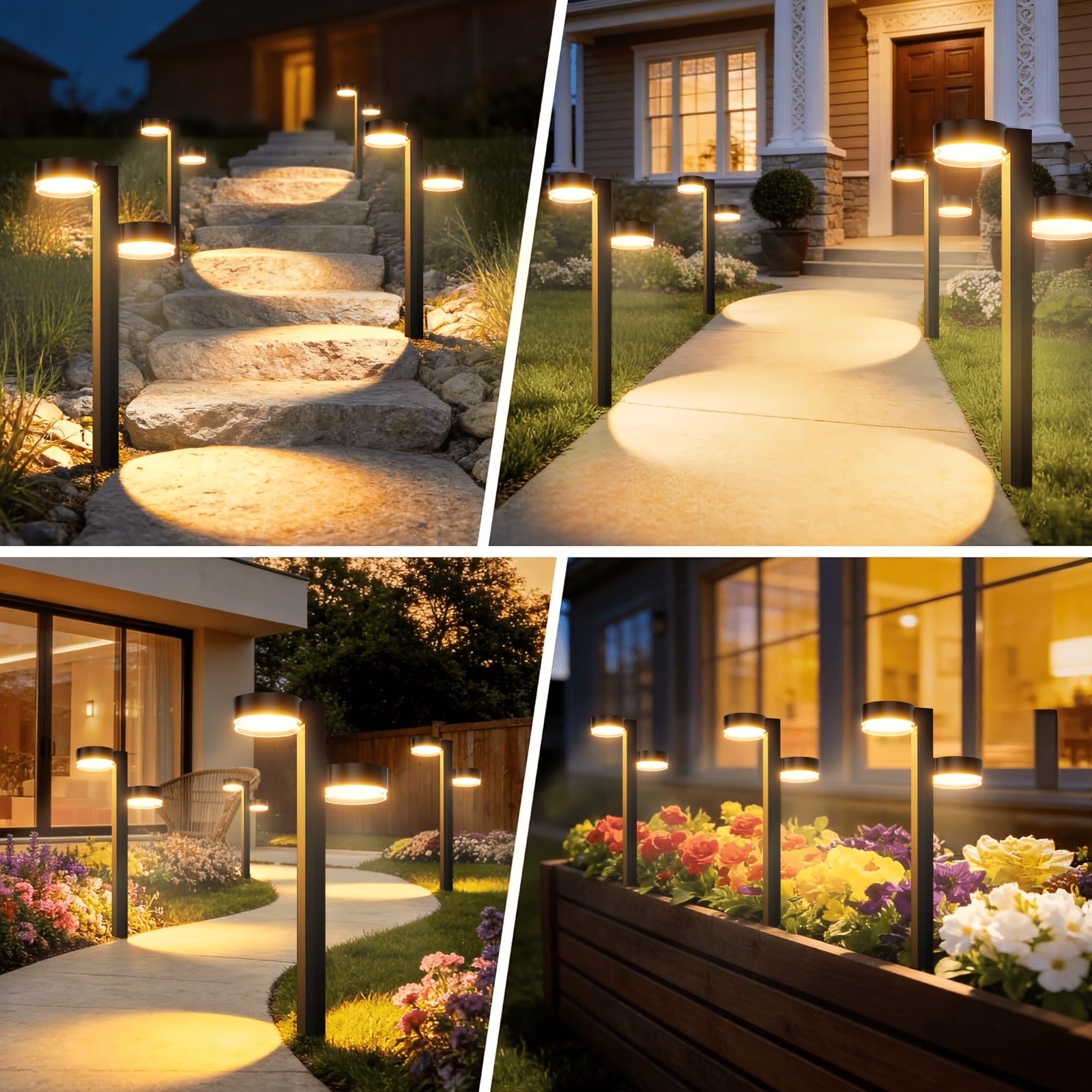 Lot de 2/4/8 Lampes Solaires d'Extérieur, Super Lumineuses à Double Tête, IPX5 pour l'Extérieur jusqu'à 12H, Allumage/Extinction Automatique, Éclairage de Jardin pour Cour, Patio, Chemin, Allée, Décoration de Noël Extérieure, GEARITE